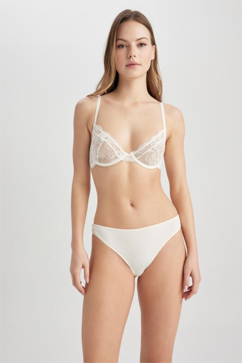 WOMAN Ecru Fall In Love Lace & Wire Padless Bra