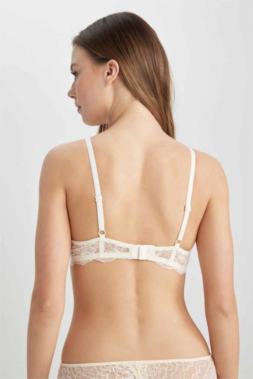 WOMAN Ecru Fall In Love Lace & Wire Padless Bra