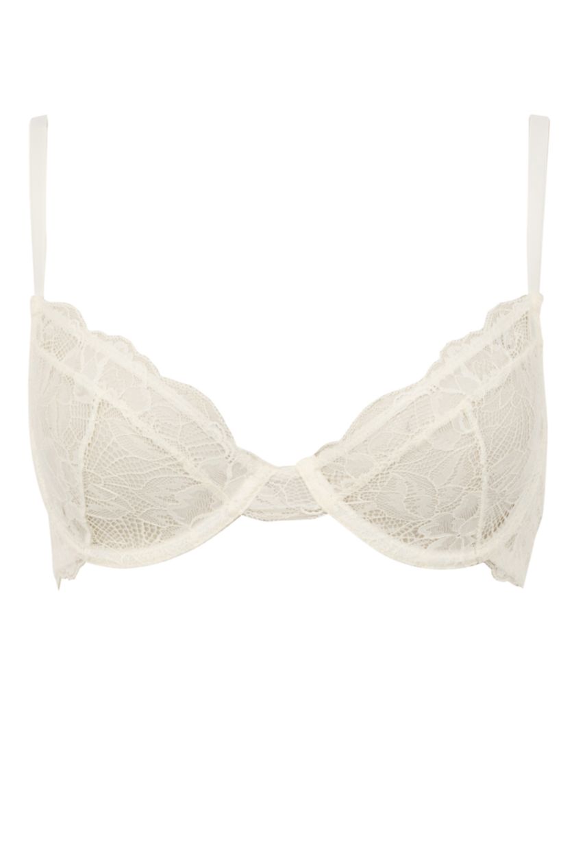 WOMAN Ecru Fall In Love Lace & Wire Padless Bra