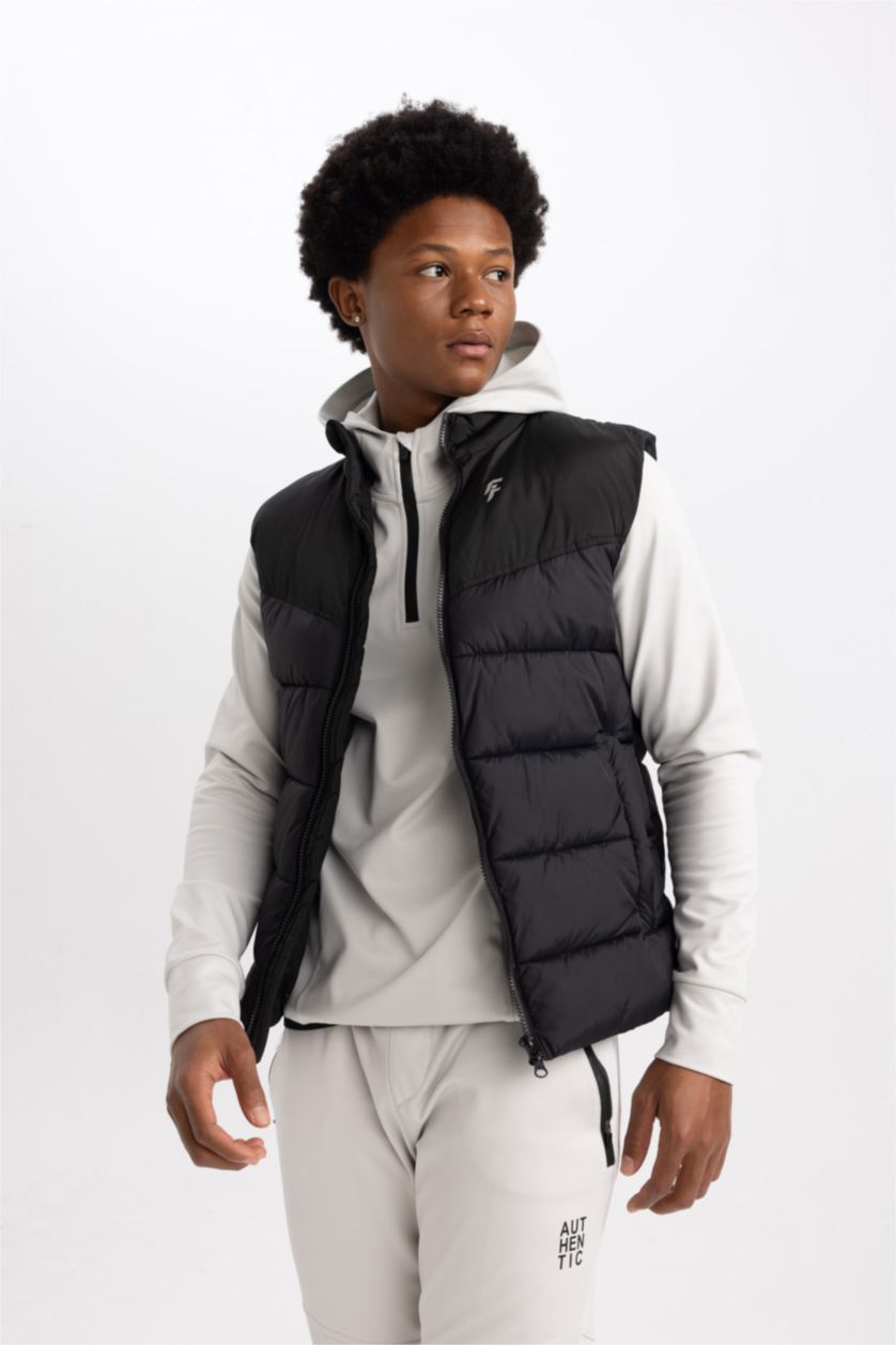 Erkek Siyah Slim Fit Şişme Yelek