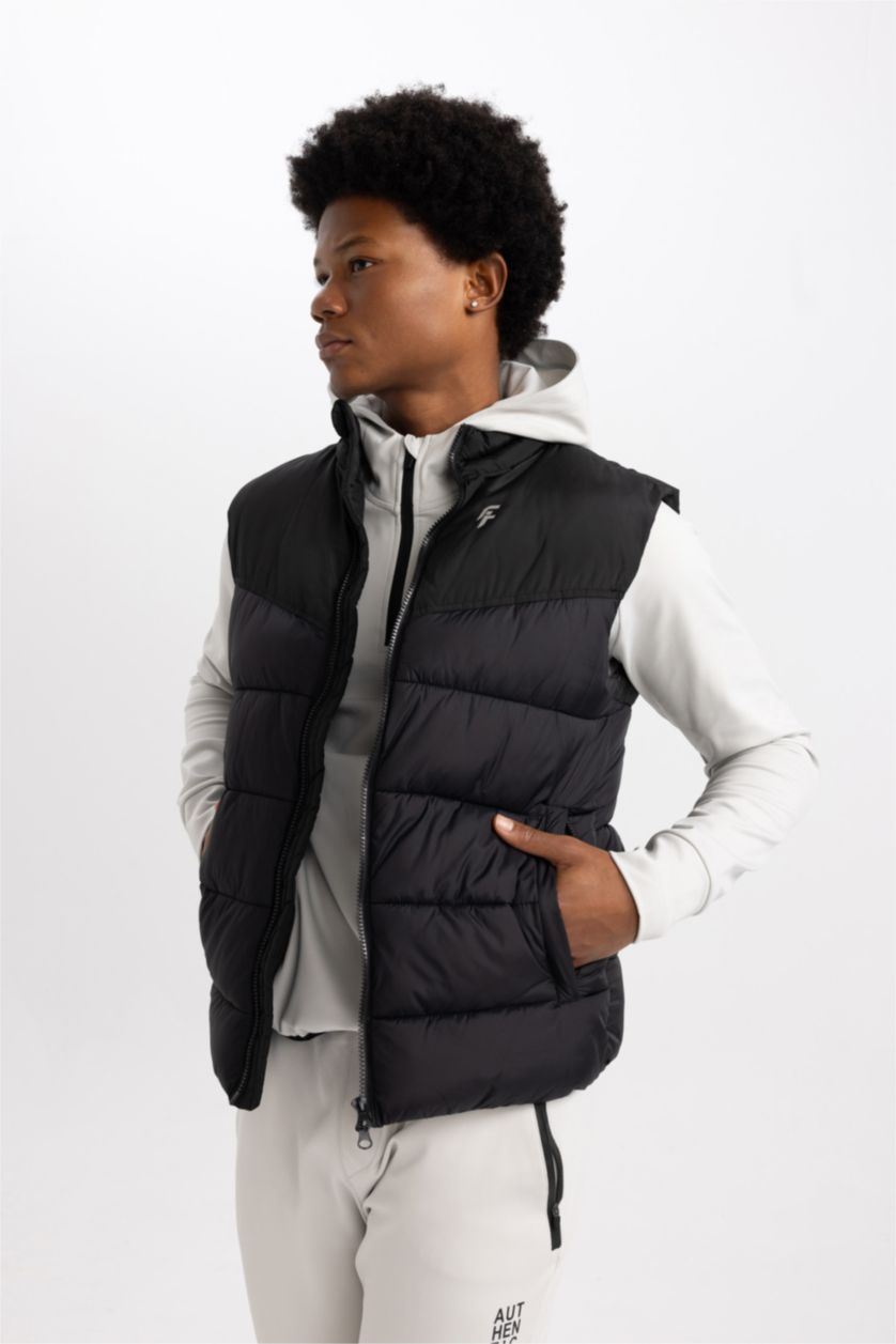 Erkek Siyah Slim Fit Şişme Yelek