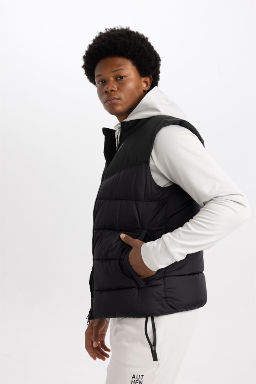 Erkek Siyah Slim Fit Şişme Yelek