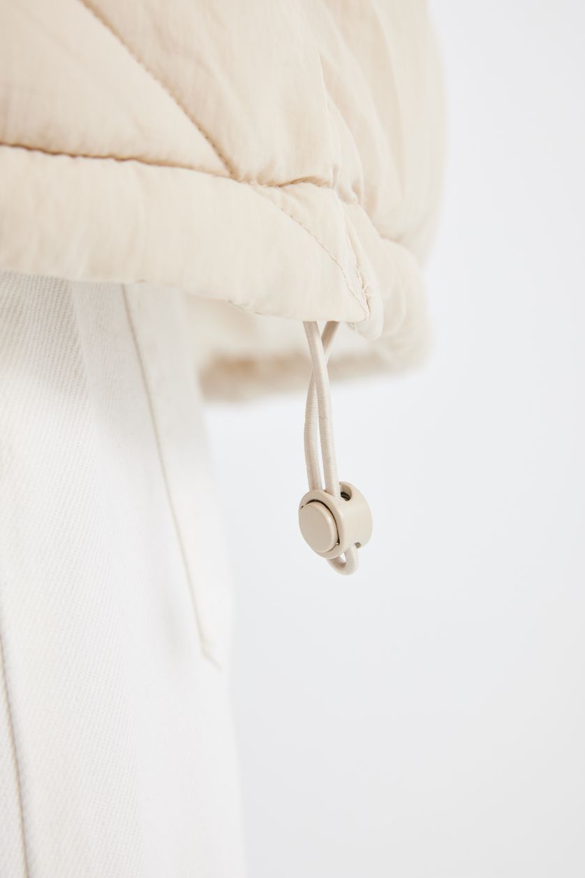 WOMAN Ecru Waterproof Regular Fit Lined Puffer Jacket