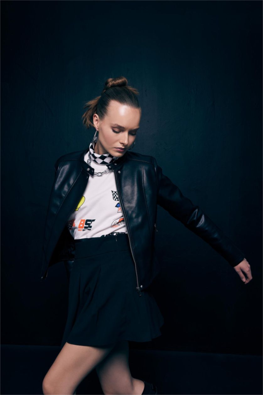 Kadın Siyah Pilise Mini Etek