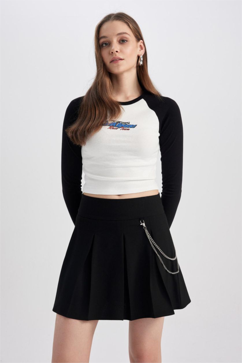 Kadın Siyah Pilise Mini Etek