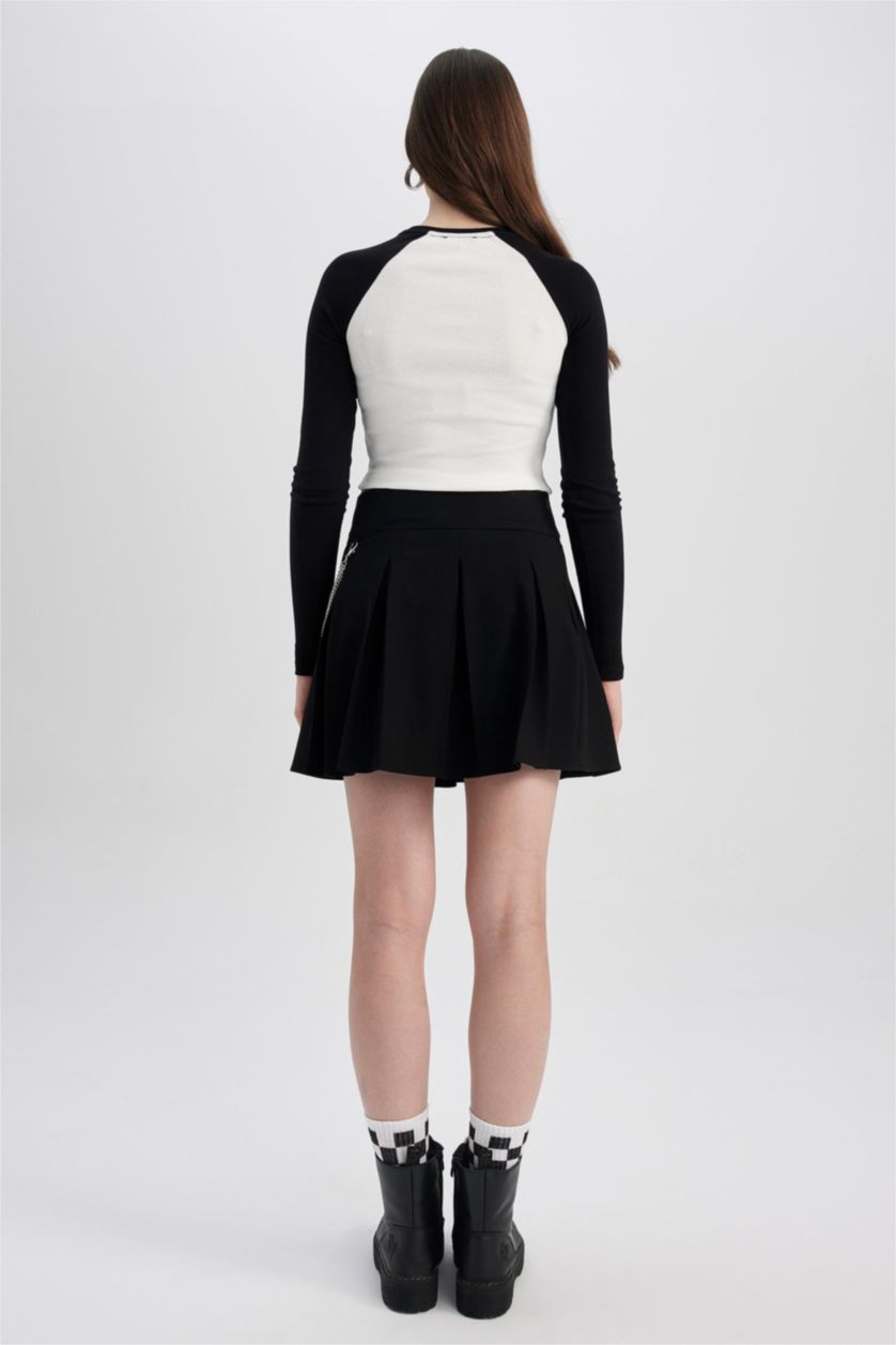 Kadın Siyah Pilise Mini Etek