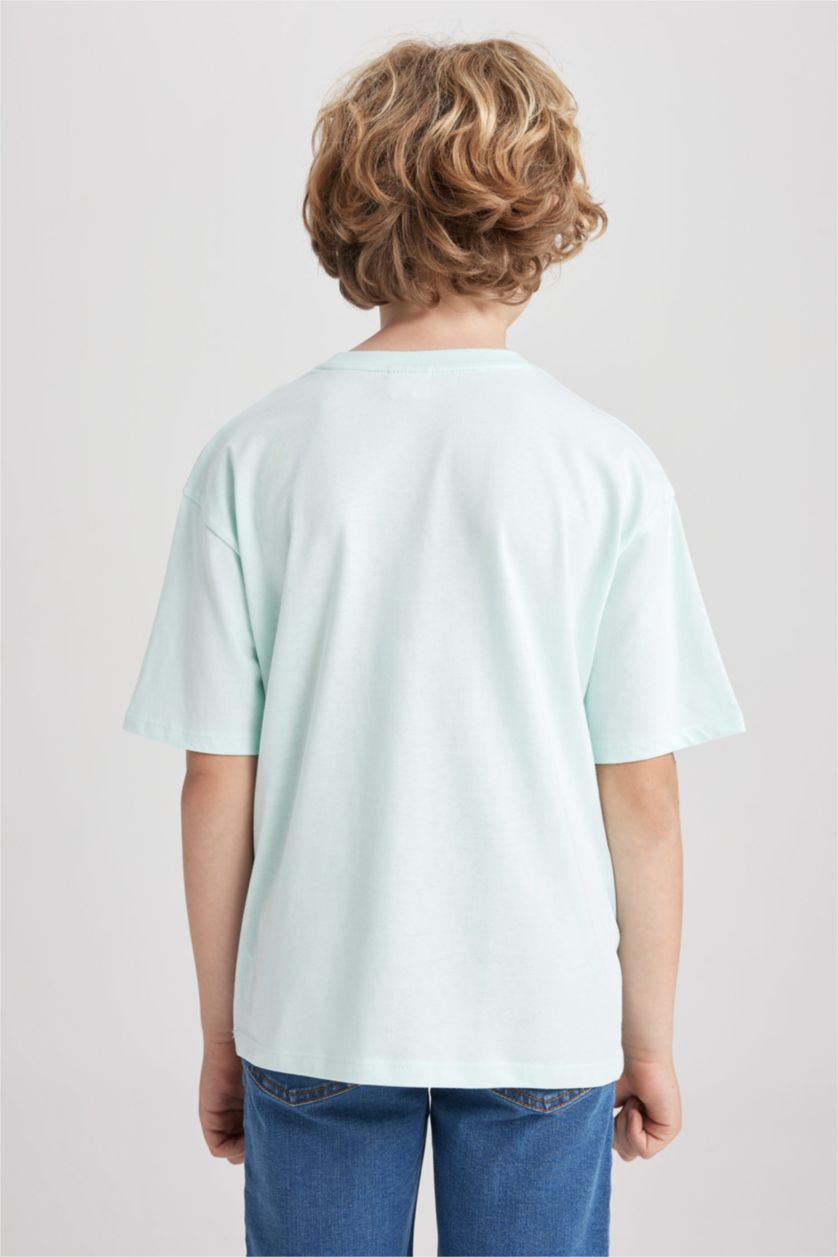 BOYS & TEENS Aqua Boy Oversize Fit Crew Neck Pocket Printed Short Sleeve T-Shirt