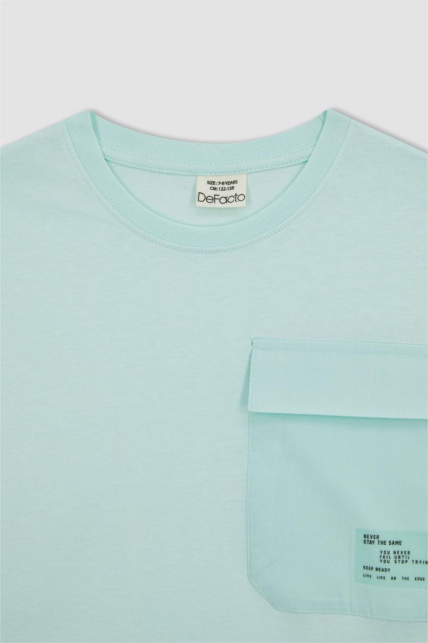 BOYS & TEENS Aqua Boy Oversize Fit Crew Neck Pocket Printed Short Sleeve T-Shirt