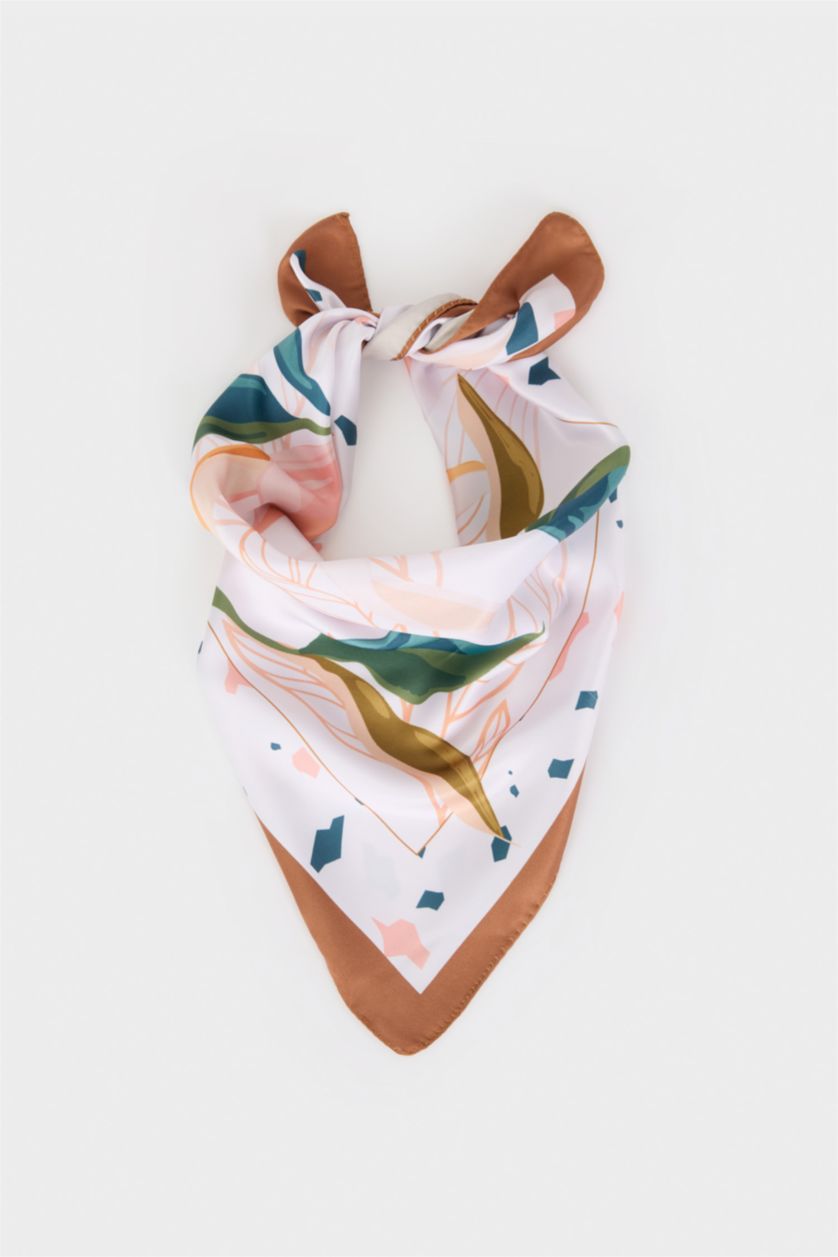 FEMME Blanc Foulard en satin imprimé pour femme