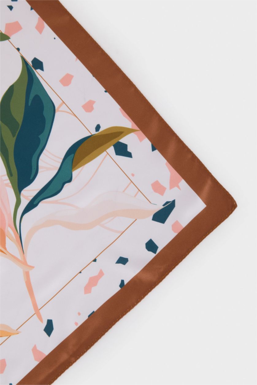 FEMME Blanc Foulard en satin imprimé pour femme
