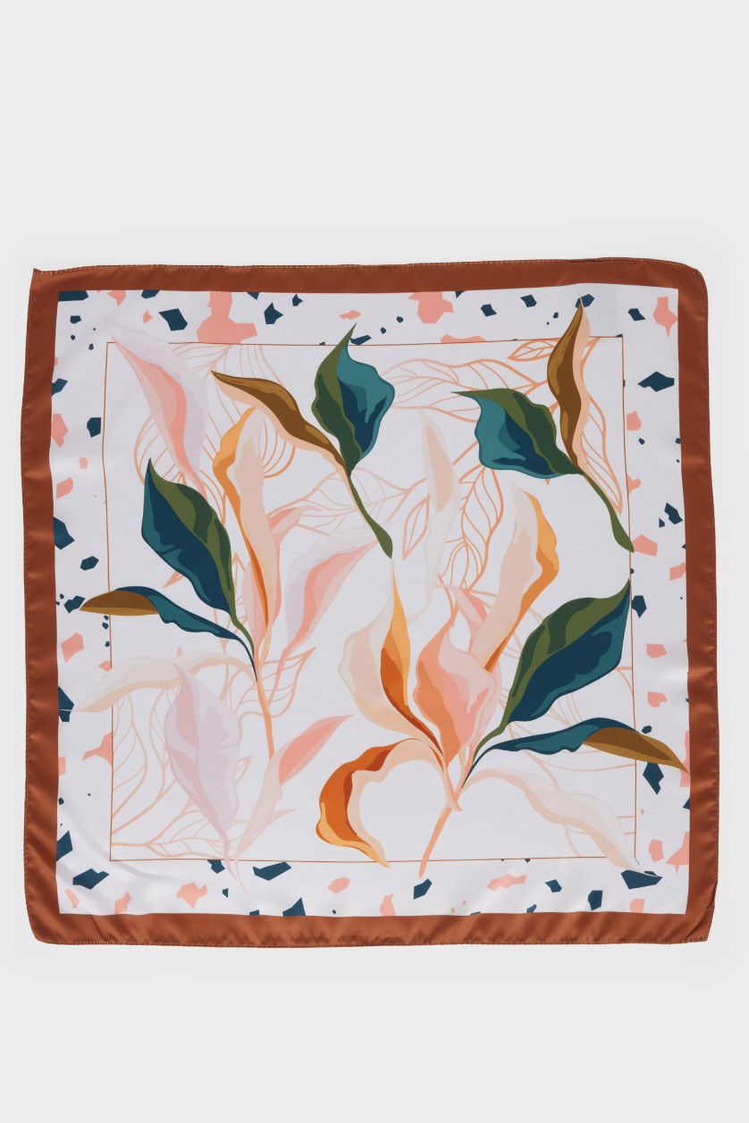 Kadın Beyaz Kadın Desenli Saten Fular