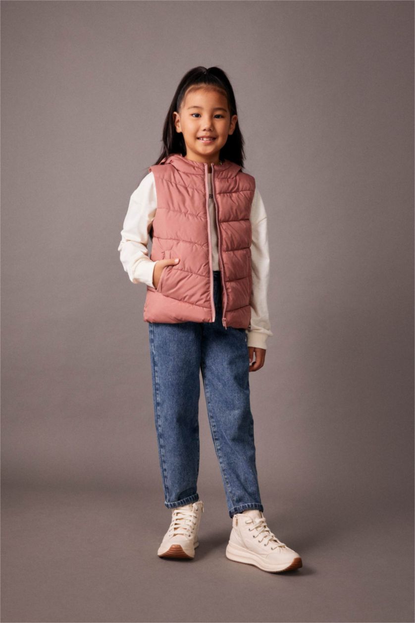 FILLES Bordeaux Gilet Coupe Régulière À capuche Revêtement DWR Fille