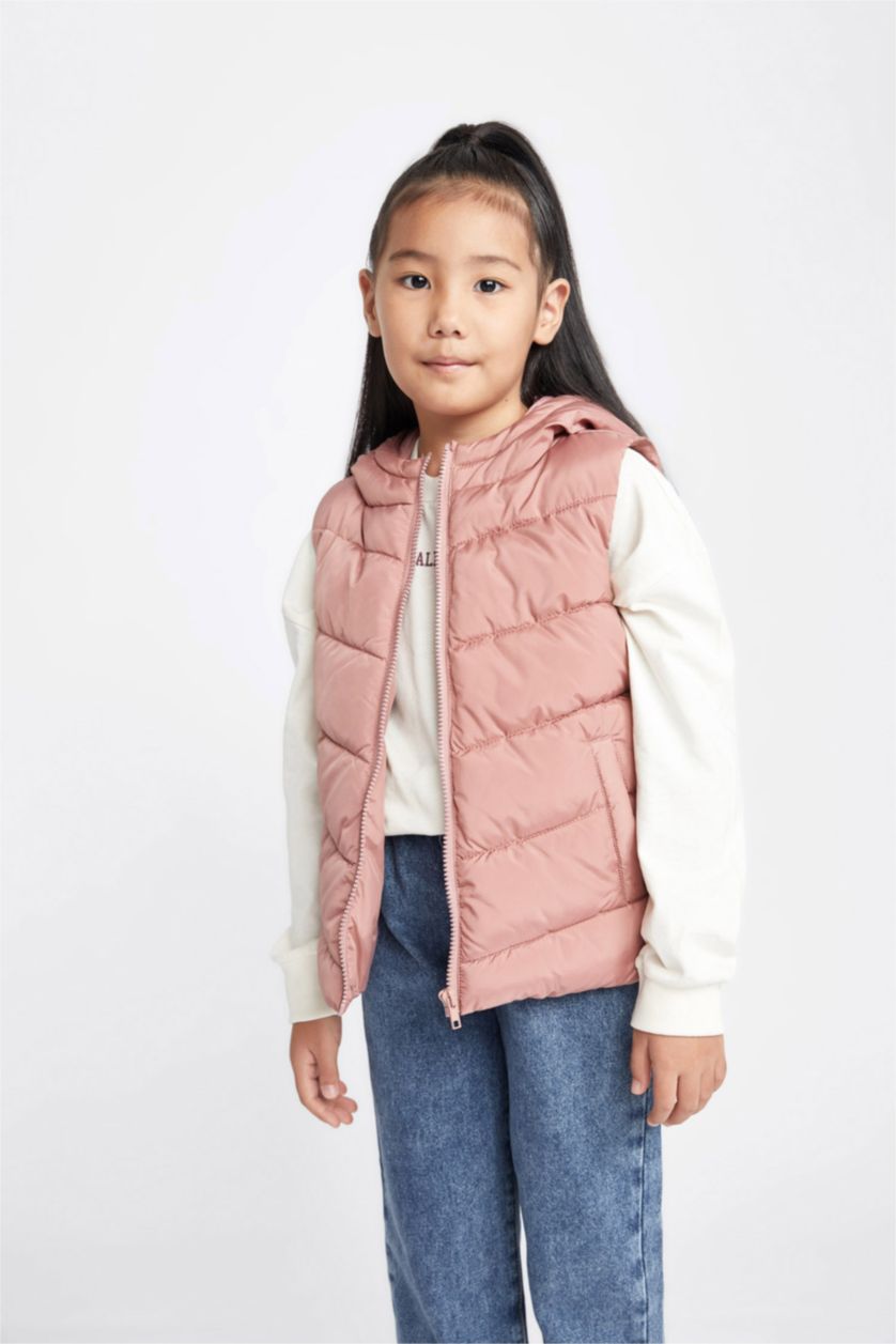 FILLES Bordeaux Gilet Coupe Régulière À capuche Revêtement DWR Fille