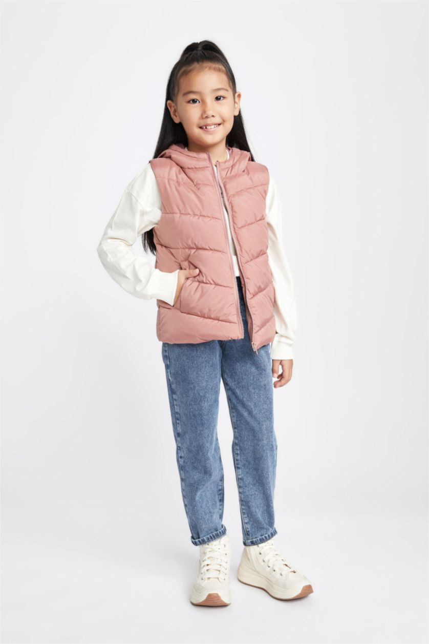 FILLES Bordeaux Gilet Coupe Régulière À capuche Revêtement DWR Fille