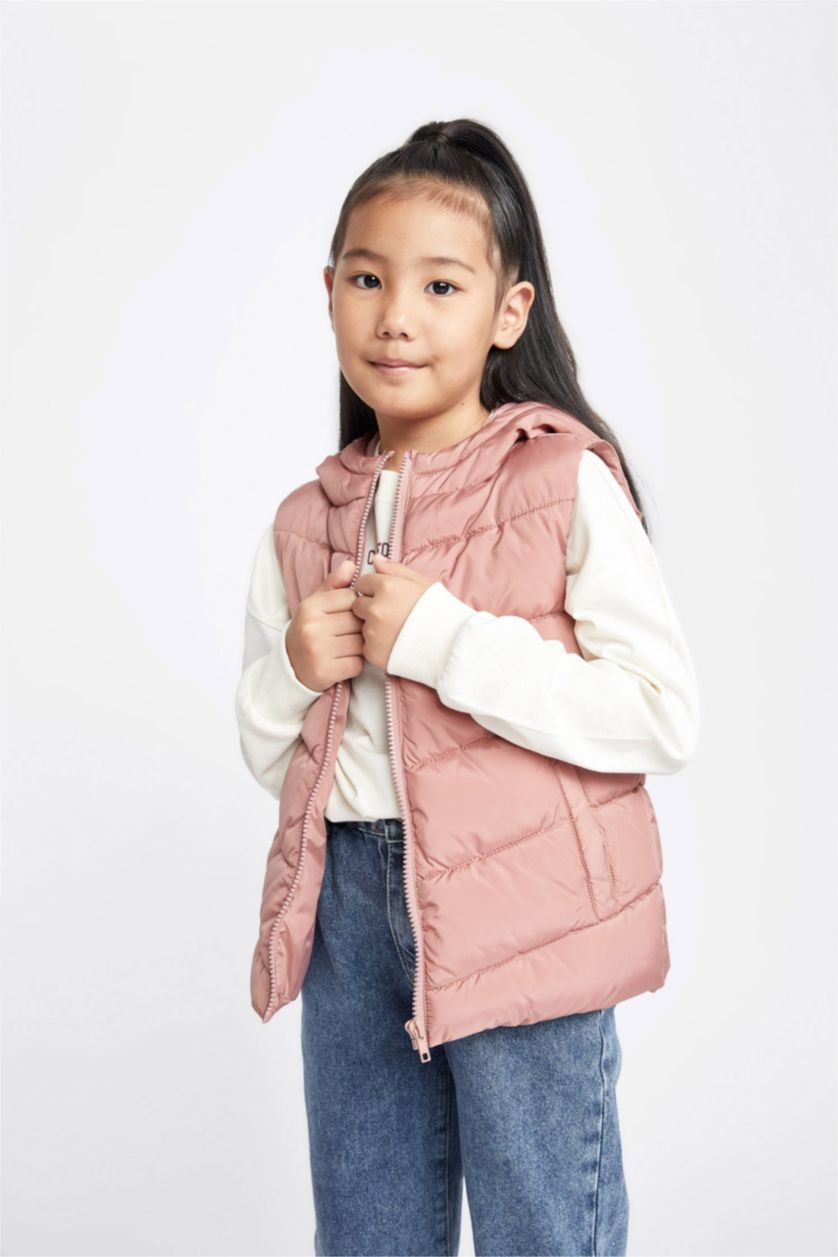 FILLES Bordeaux Gilet Coupe Régulière À capuche Revêtement DWR Fille