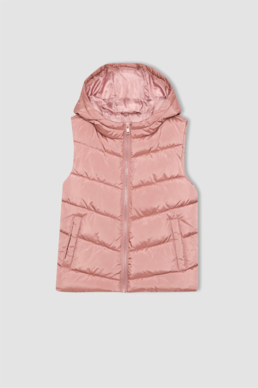 FILLES Bordeaux Gilet Coupe Régulière À capuche Revêtement DWR Fille