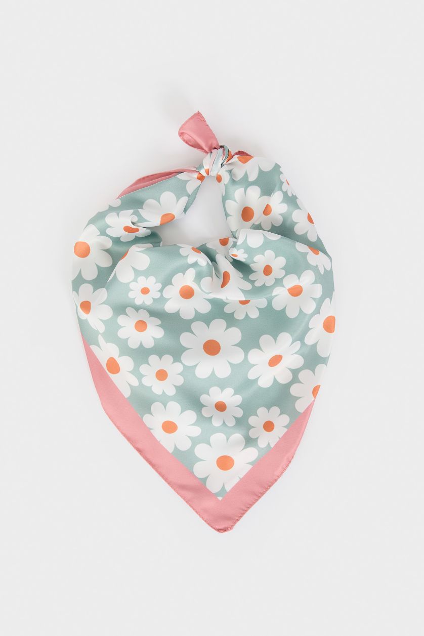 Kadın Mint Melanj Kadın Çiçekli Fular