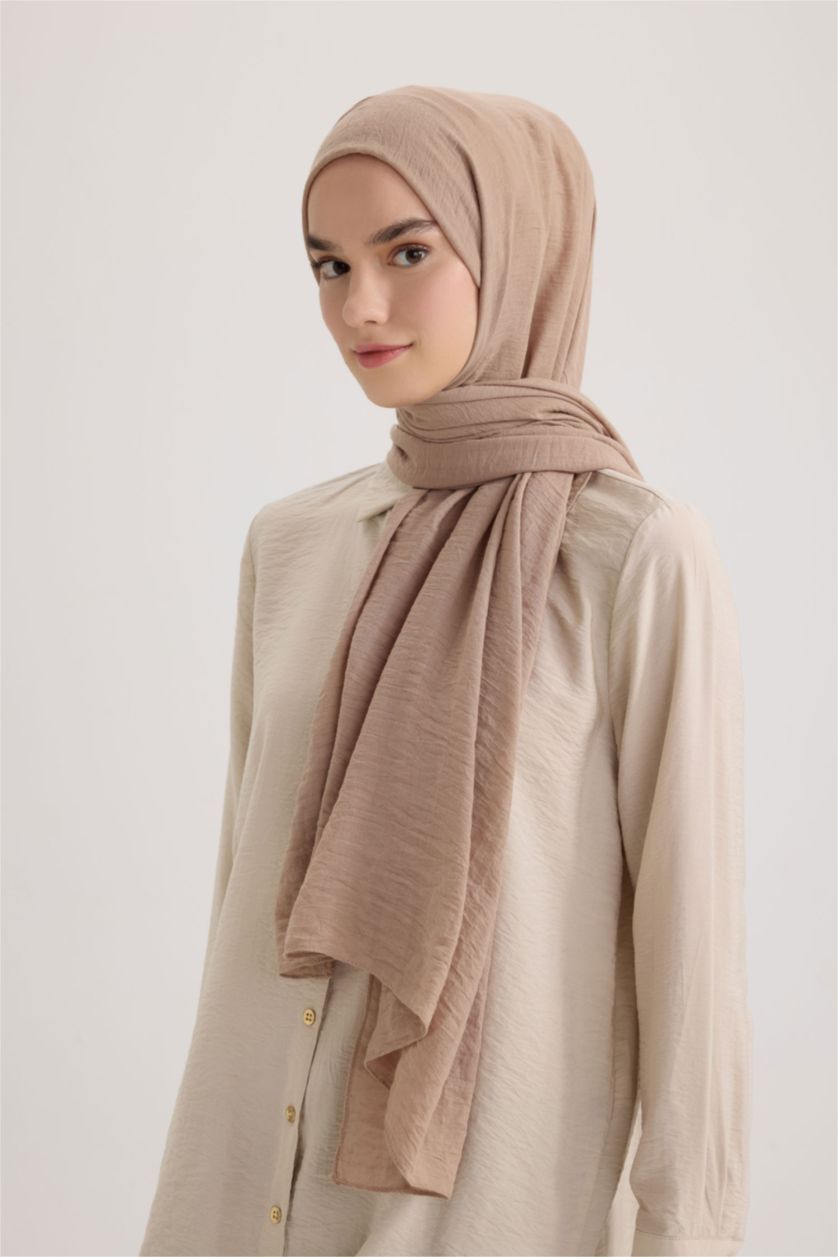 WOMAN Dark Beige Woman Woven Hijab Shawl