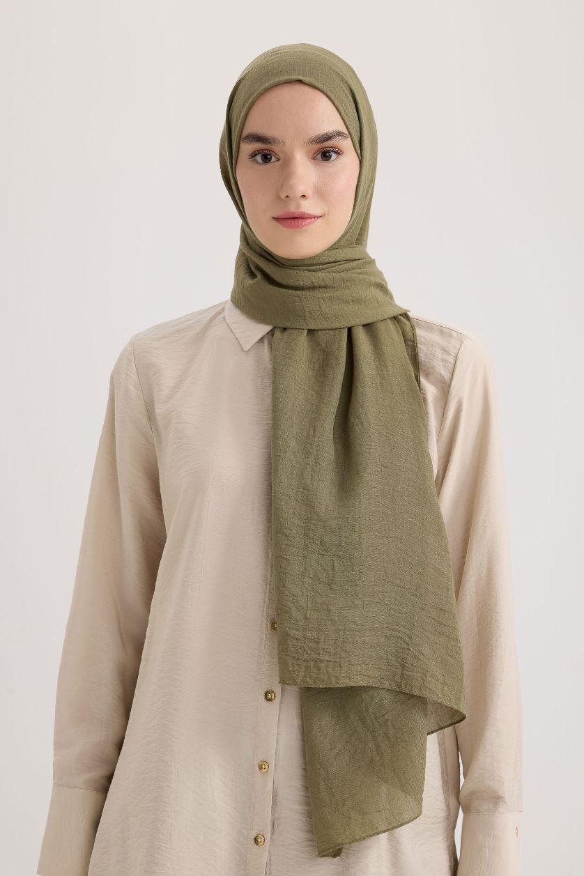 WOMAN Khaki Woman Woven Hijab Shawl
