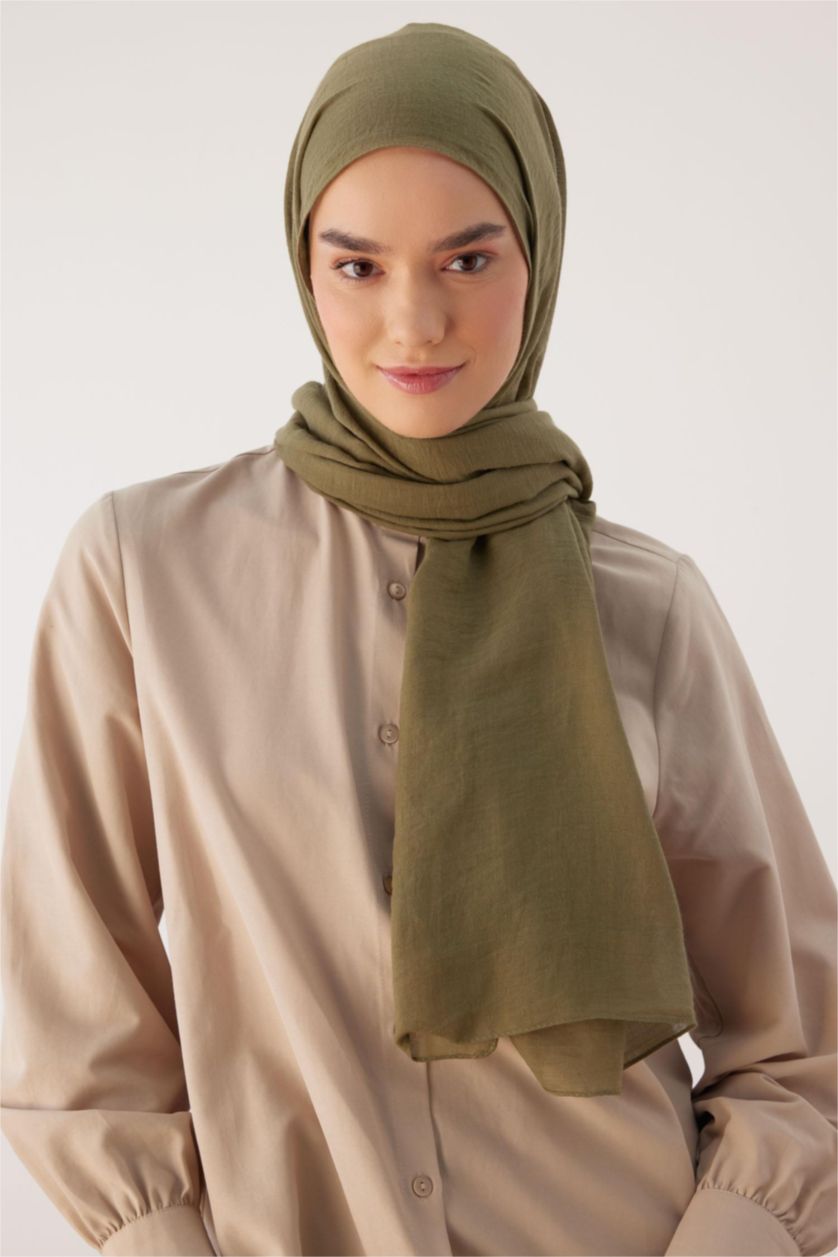 WOMAN Khaki Woman Woven Hijab Shawl