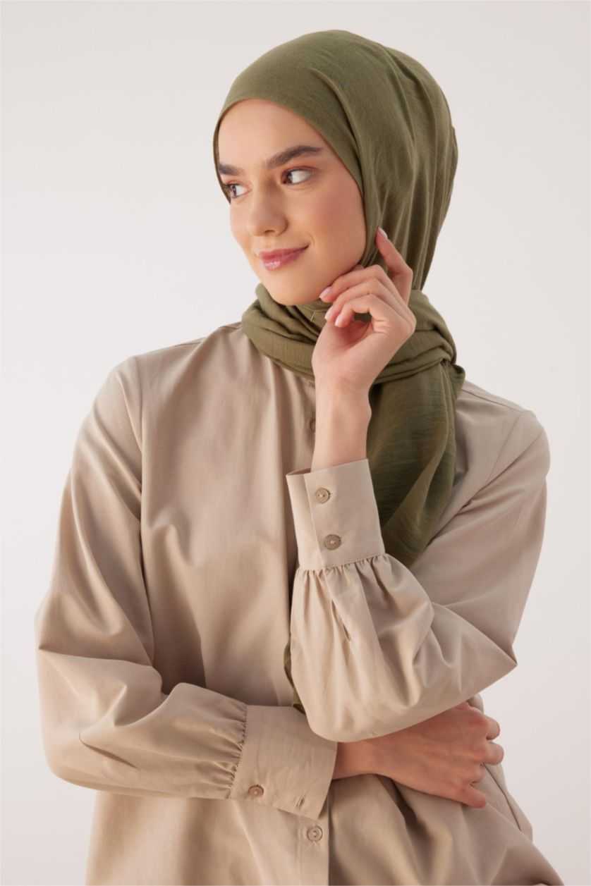 WOMAN Khaki Woman Woven Hijab Shawl