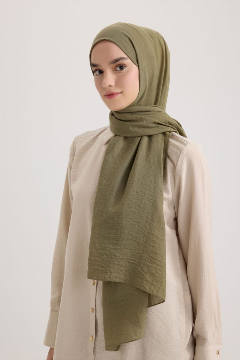 WOMAN Khaki Woman Woven Hijab Shawl