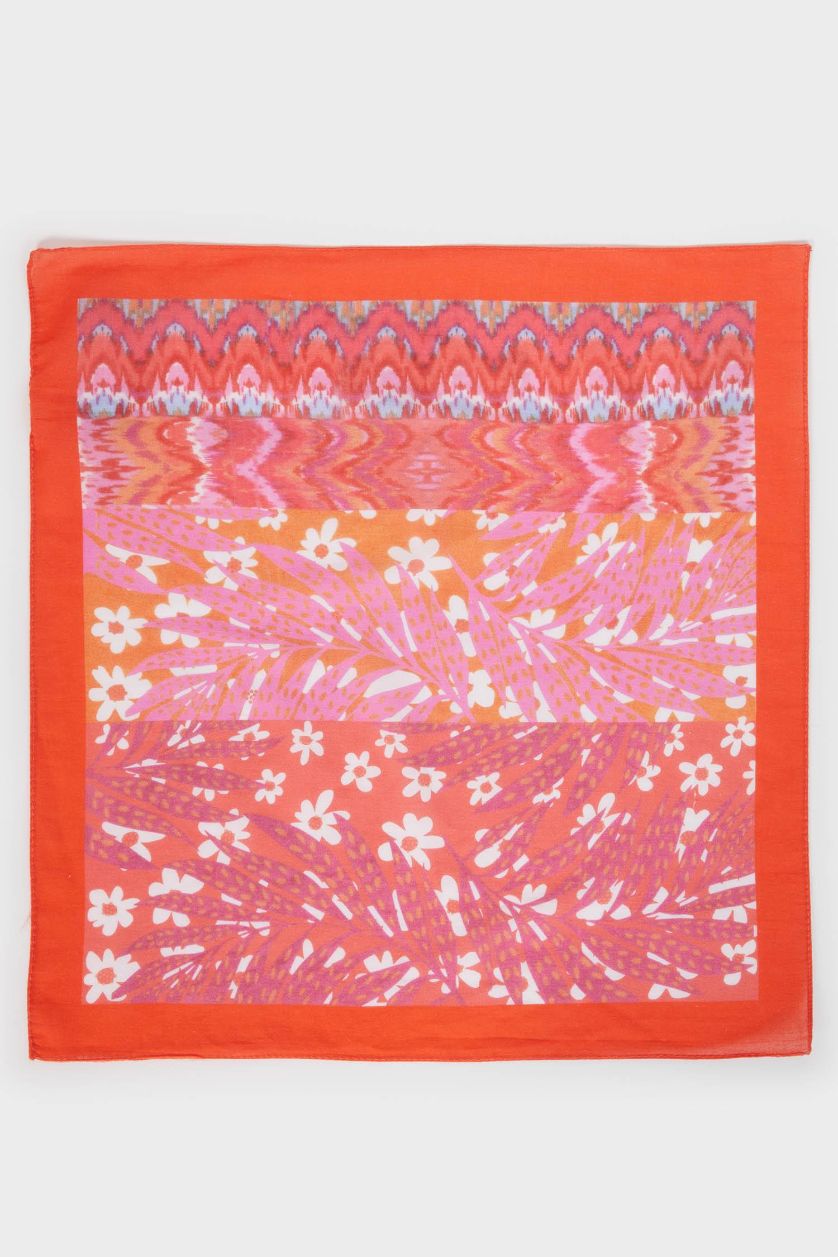 Kadın Kırmızı Kadın Desenli Pamuklu Bandana