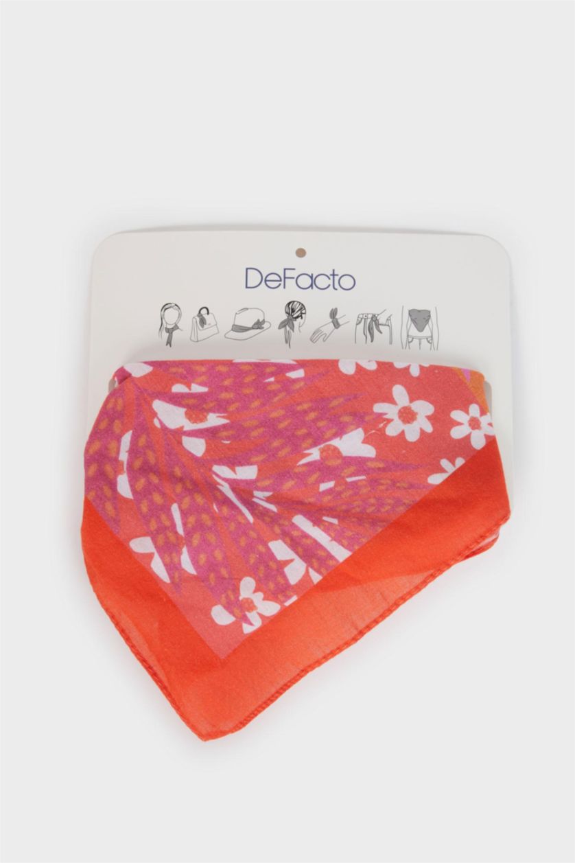 Kadın Kırmızı Kadın Desenli Pamuklu Bandana