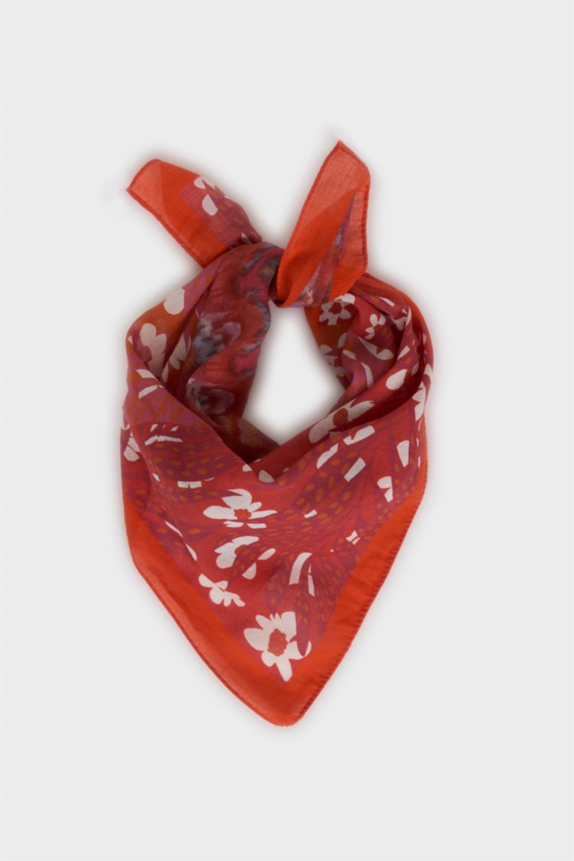 Kadın Kırmızı Kadın Desenli Pamuklu Bandana