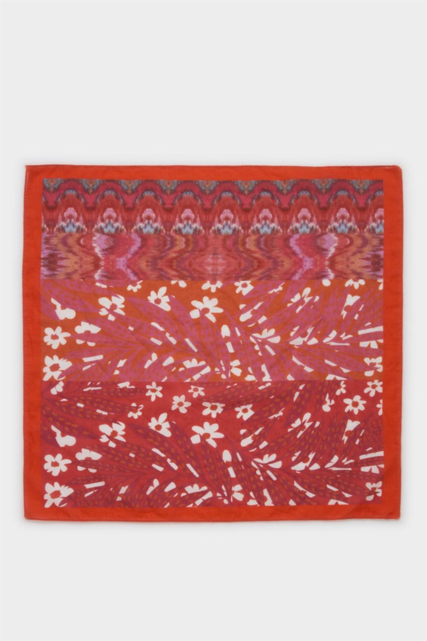 Kadın Kırmızı Kadın Desenli Pamuklu Bandana