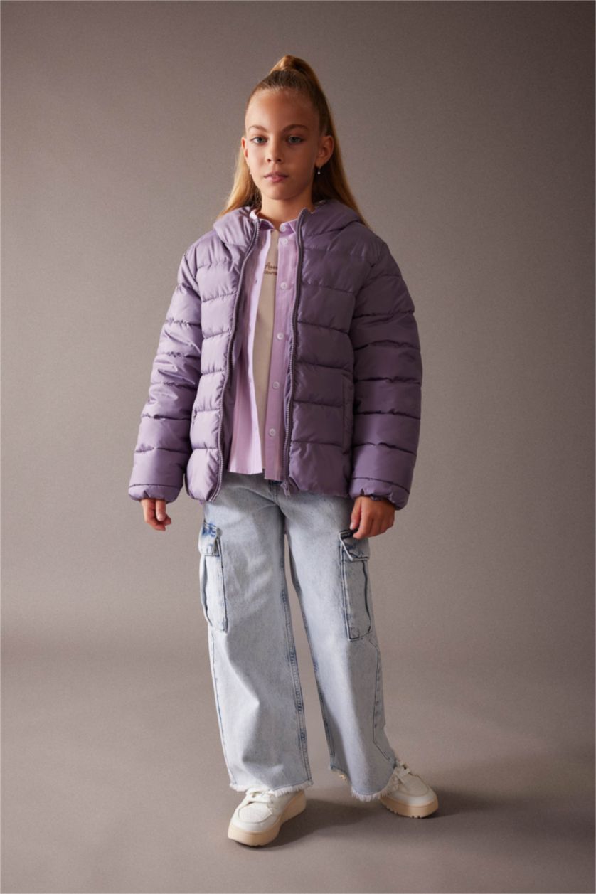 بنات أرجواني جاكيت نفخ بناتي مقاوم للماء