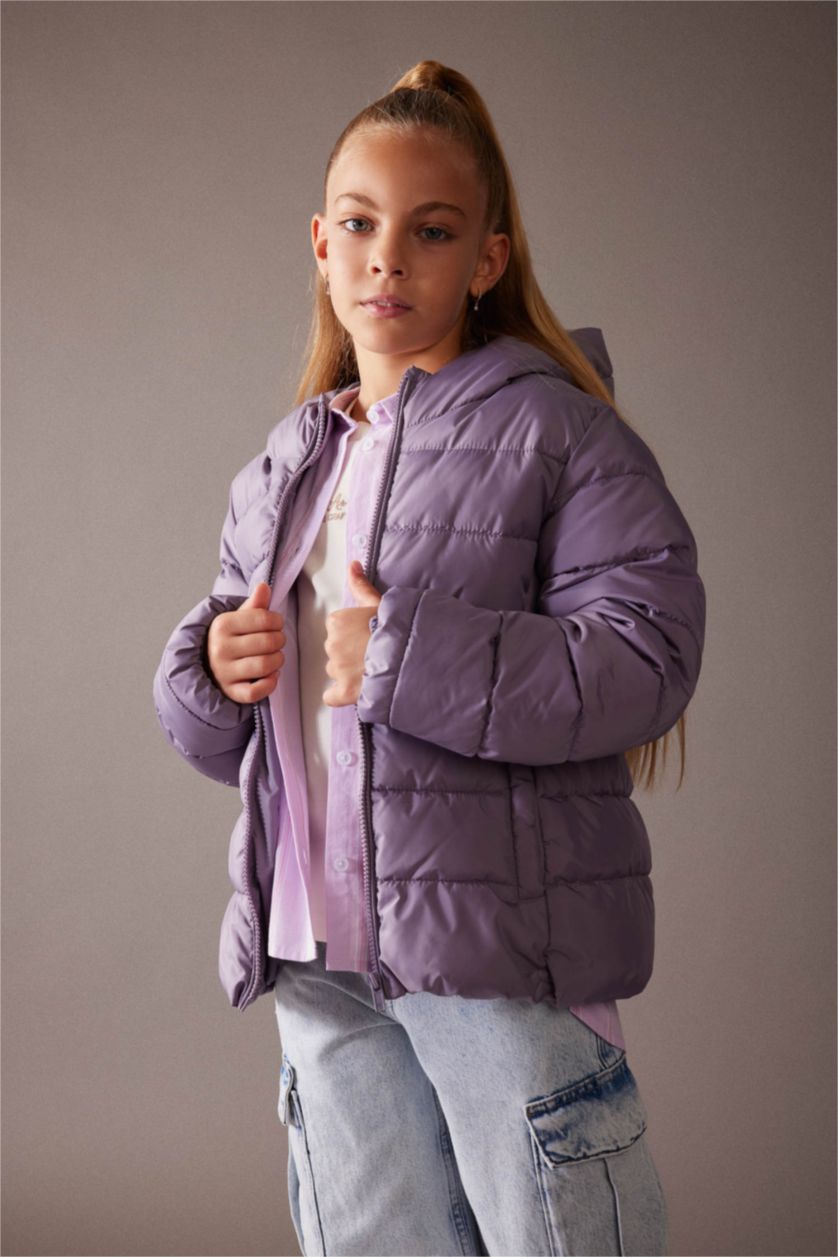 بنات أرجواني جاكيت نفخ بناتي مقاوم للماء