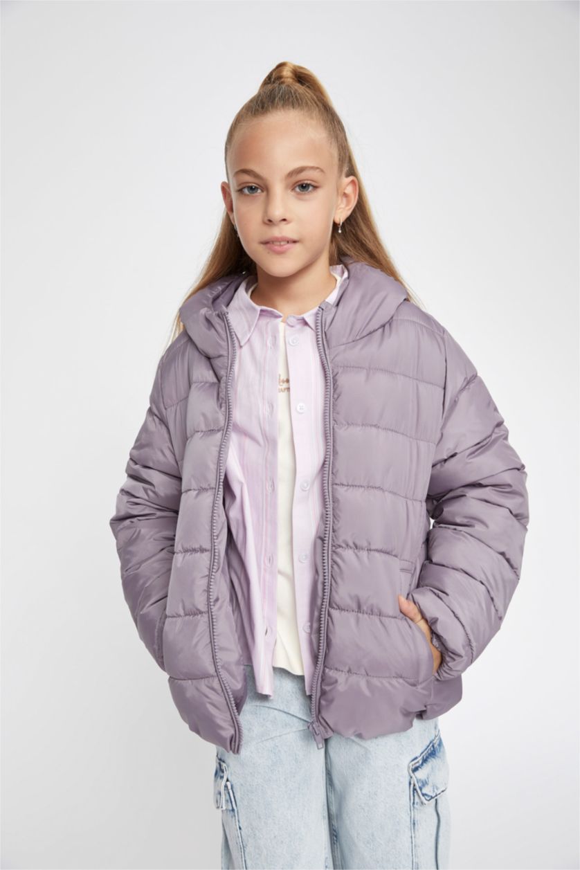 بنات أرجواني جاكيت نفخ بناتي مقاوم للماء