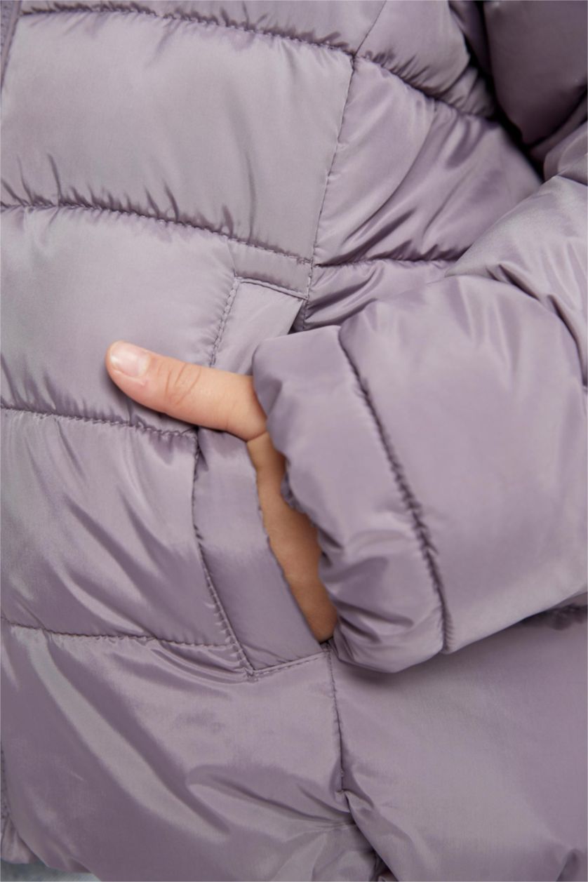 بنات أرجواني جاكيت نفخ بناتي مقاوم للماء