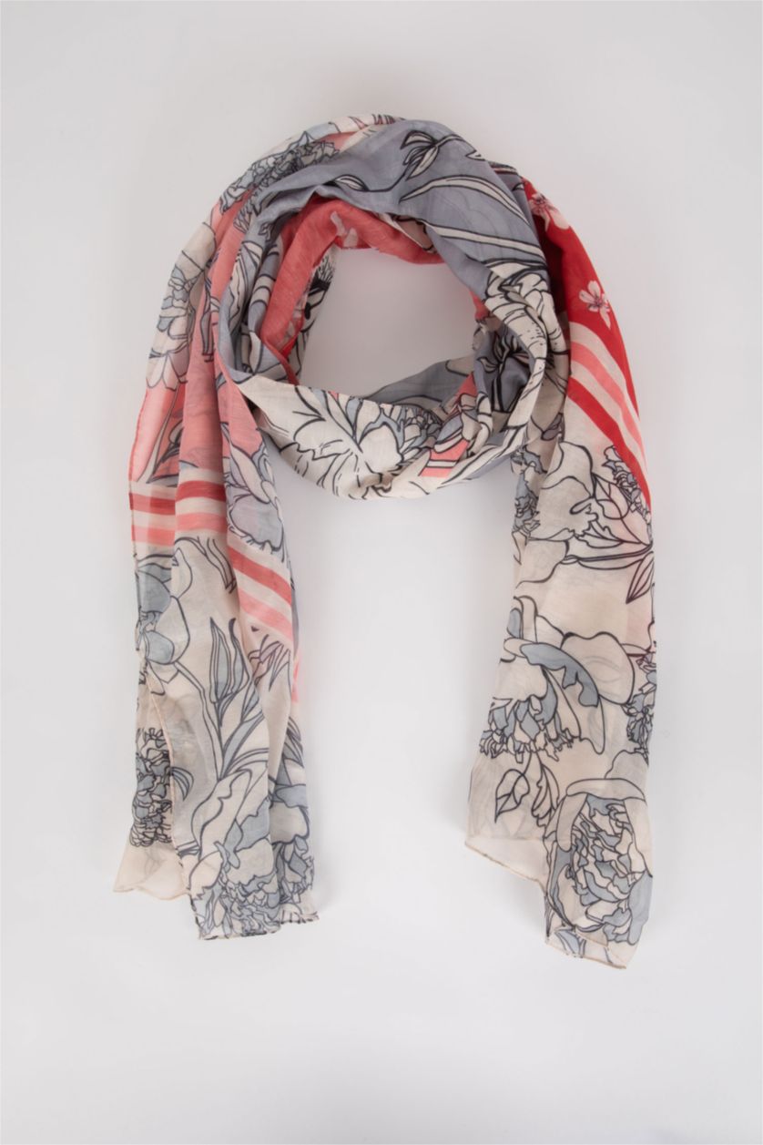 Woman Grey Women Patterned Shawl