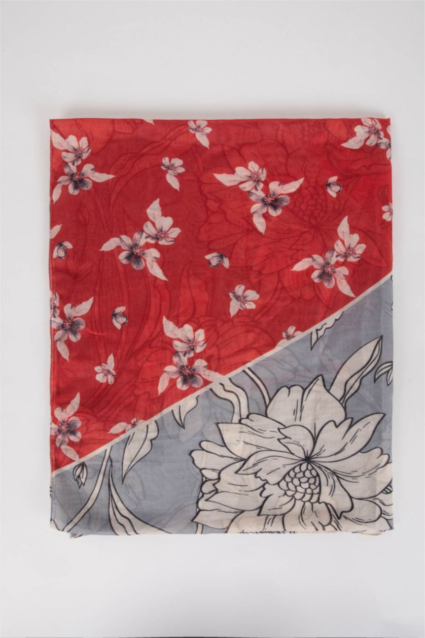 Woman Grey Women Patterned Shawl