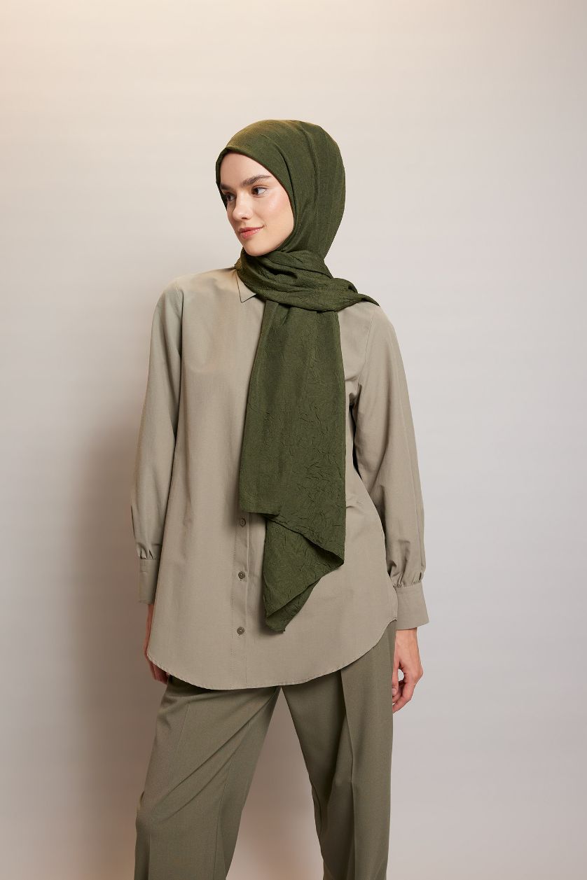 WOMAN Khaki Woman Crepe Shawl