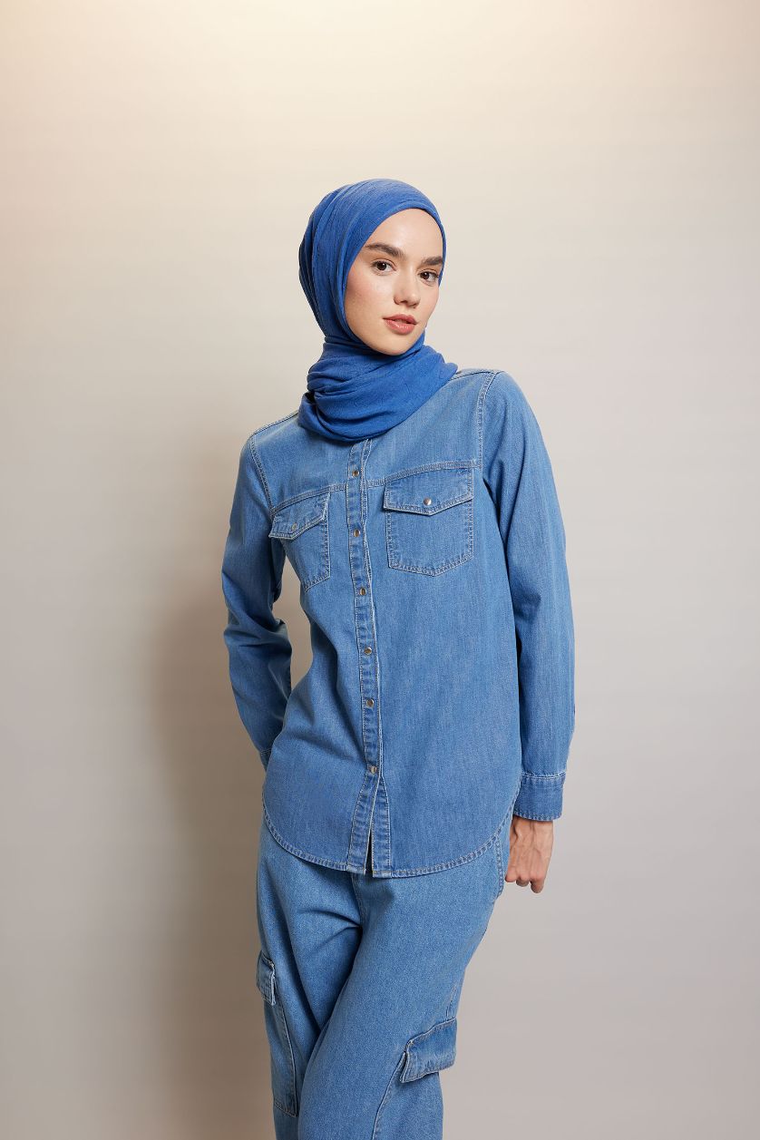 Kadın Koyu Mavi Kadın Kraş Tesettür Şal