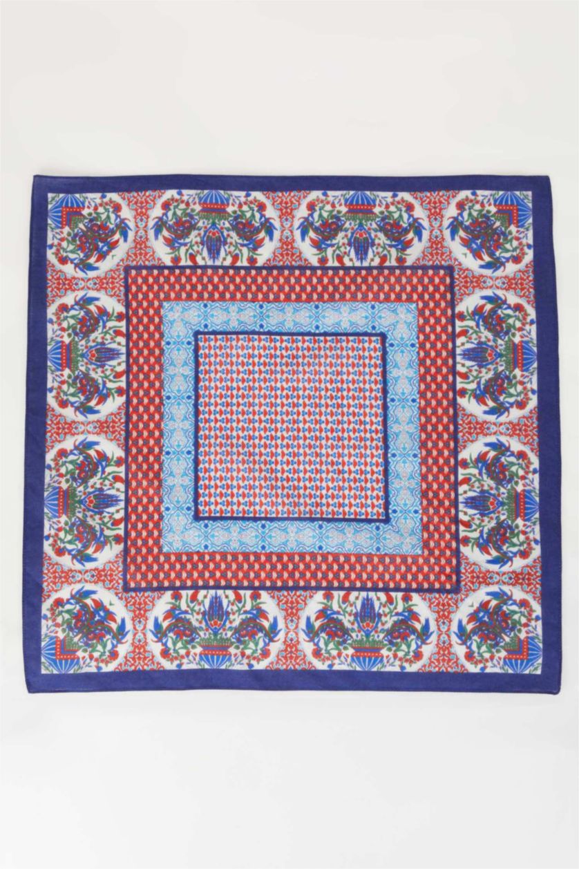 Kadın Açık Mavi Kadın Desenli Pamuklu Bandana