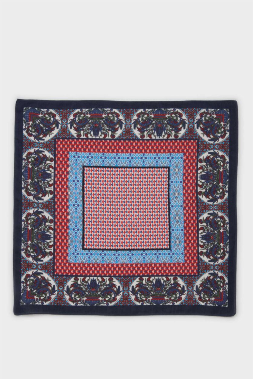 Kadın Açık Mavi Kadın Desenli Pamuklu Bandana