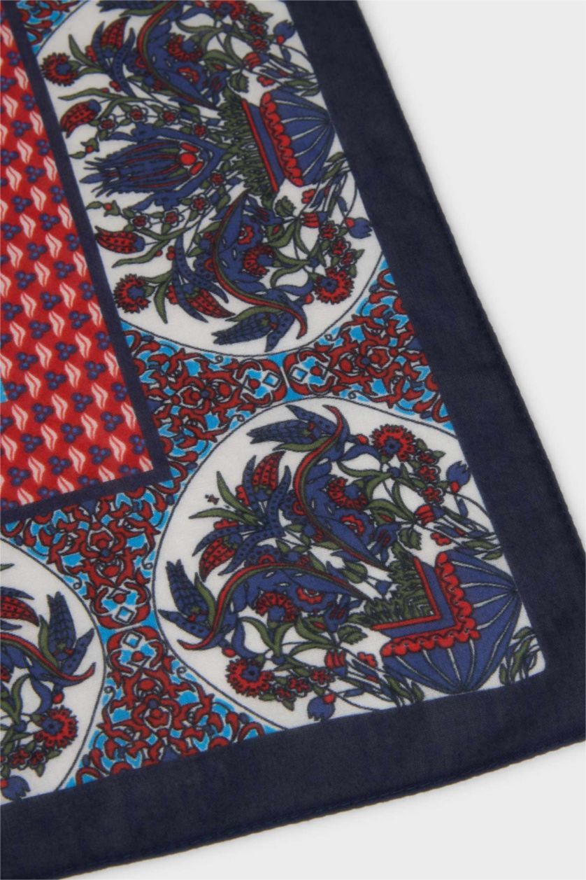 Kadın Açık Mavi Kadın Desenli Pamuklu Bandana