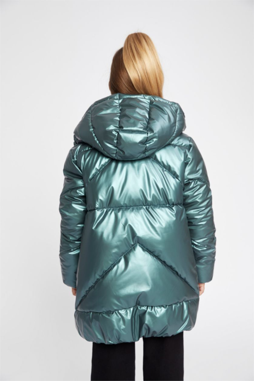 GIRLS & TEENS Green Girl Hooded Waterproof Puffer Jacket