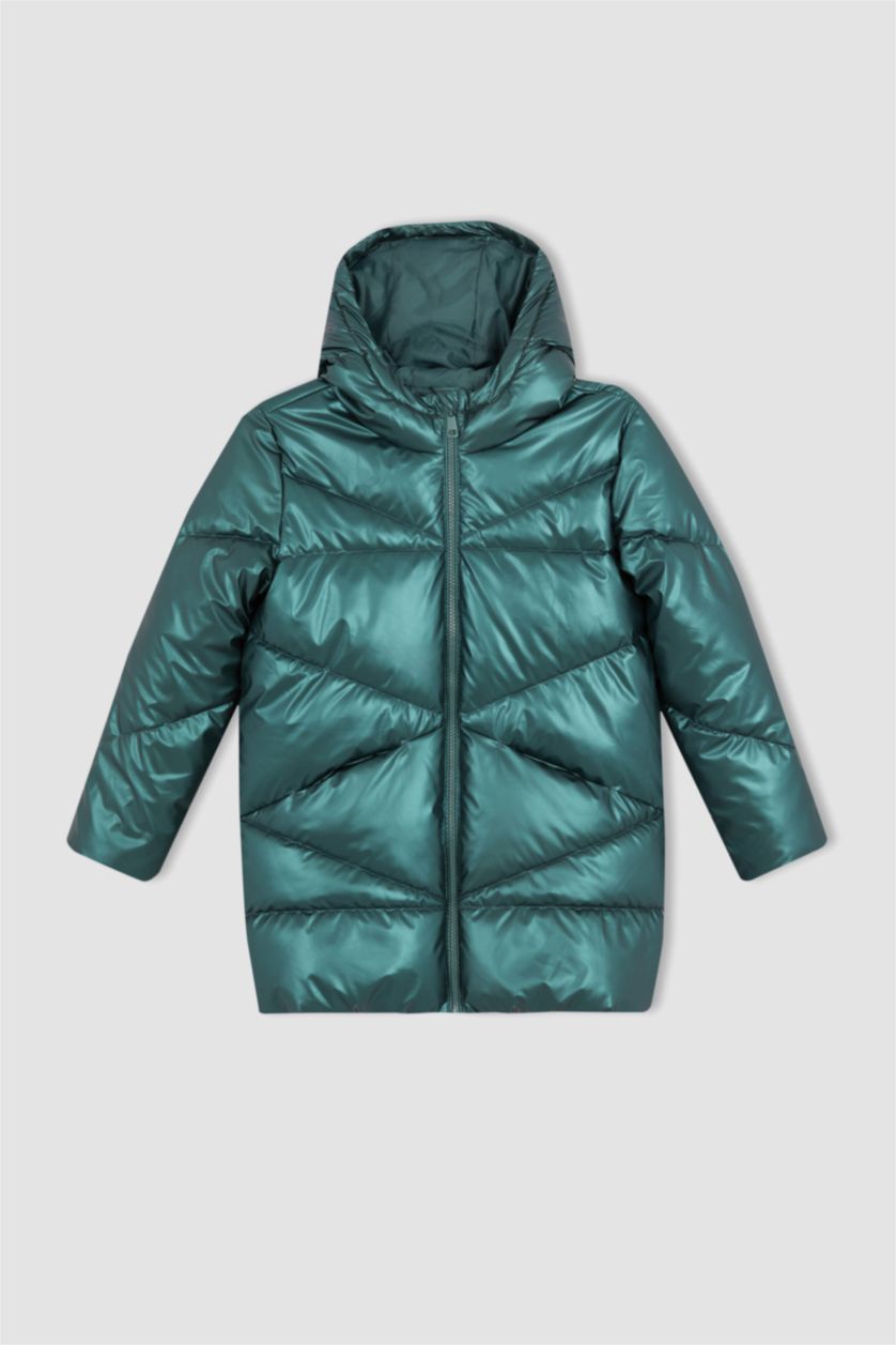 GIRLS & TEENS Green Girl Hooded Waterproof Puffer Jacket