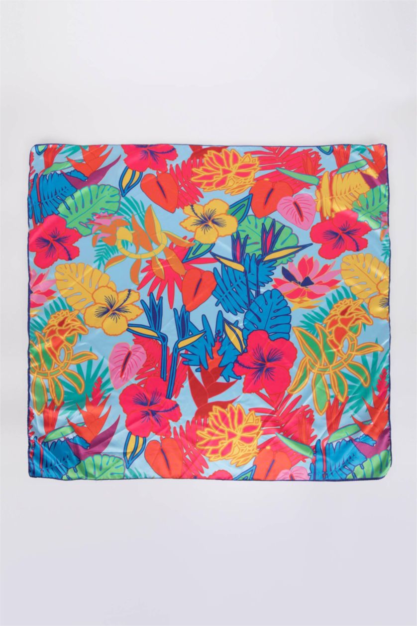 Women Light Blue Women Patterned Scarf