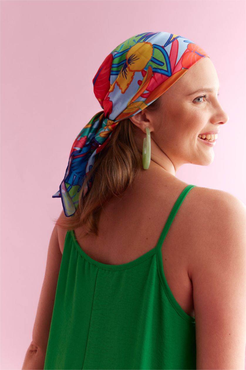 Women Light Blue Women Patterned Scarf