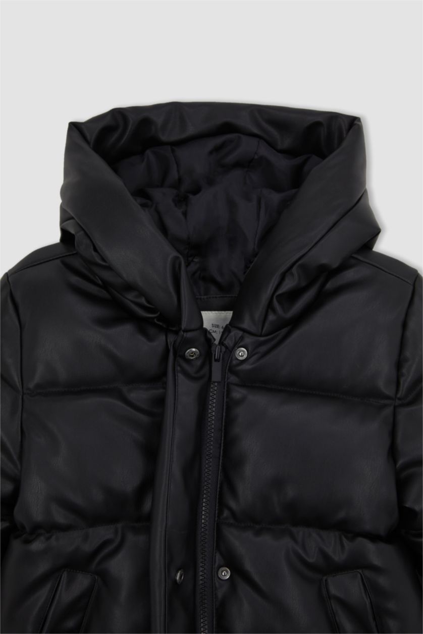 بنات أسود جاكيت بناتي بغطاء للرأس