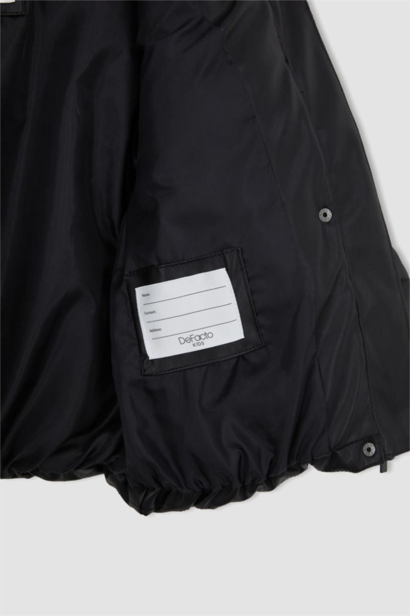 بنات أسود جاكيت بناتي بغطاء للرأس