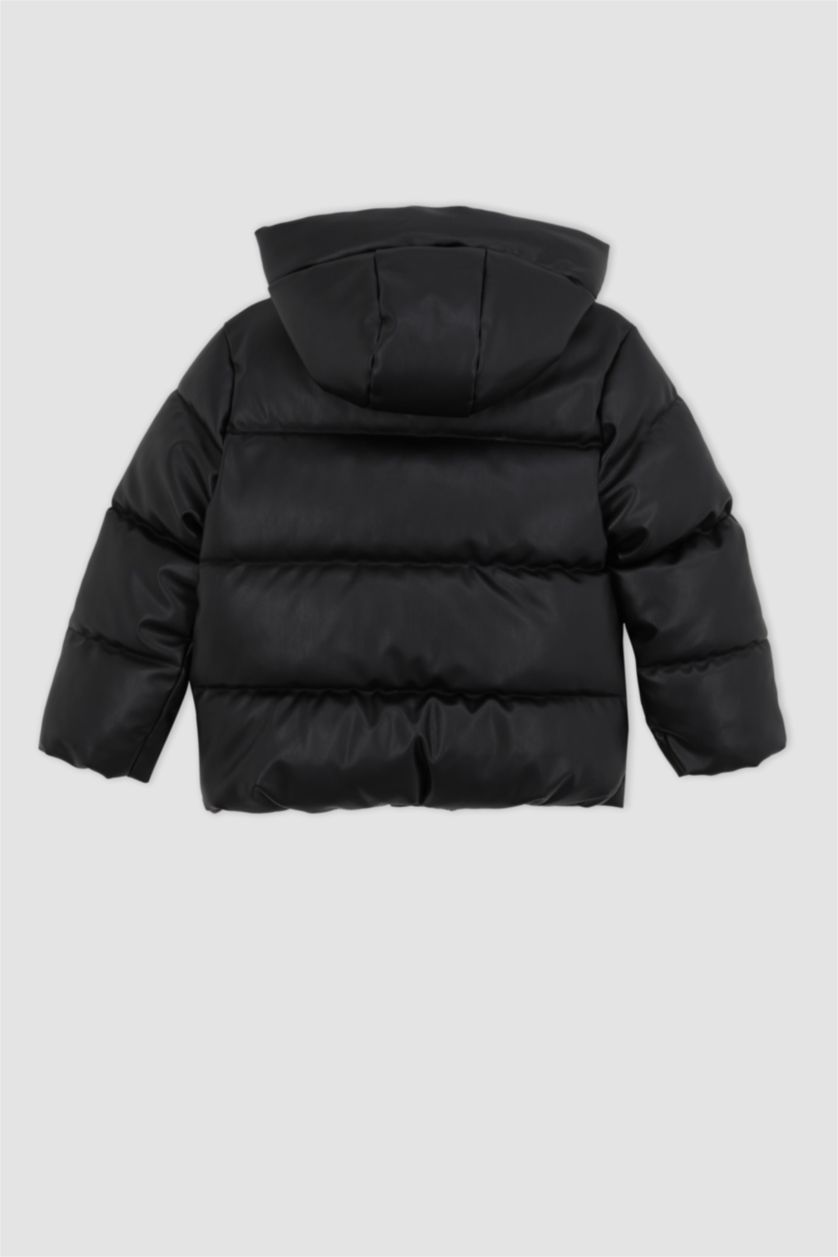 بنات أسود جاكيت بناتي بغطاء للرأس