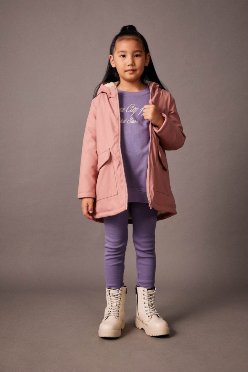 بنات وردي جاكيت مطر بغطاء للرأس