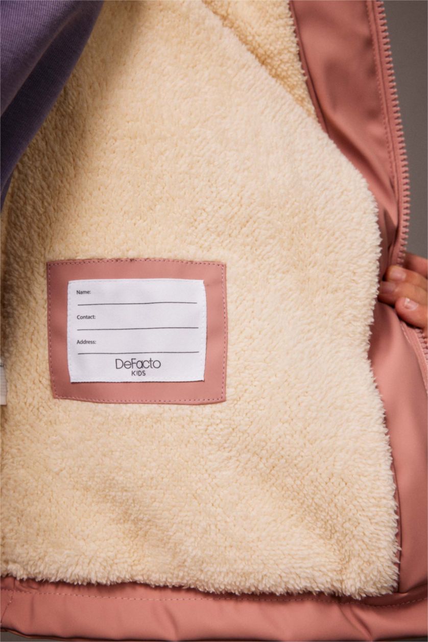 بنات وردي جاكيت مطر بغطاء للرأس